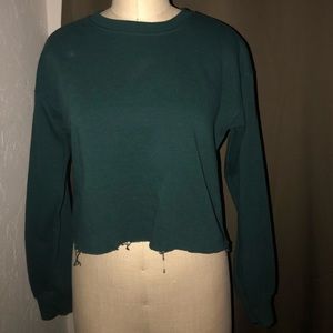 Green crop sweatshirt